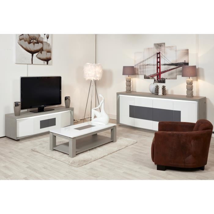 Meuble Tv En Bois Design Plymouthtel Gris & Blanc