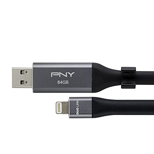 P FDI64GLA02GC RB PNY Duo Link On the Go 30 Cle USB 64 Go USB 30 Lightning gris metal pour Apple