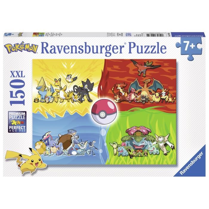 Puzzle Pokemon 150 Pieces Xxl - Differents Types De Pokemon - Ravensburger