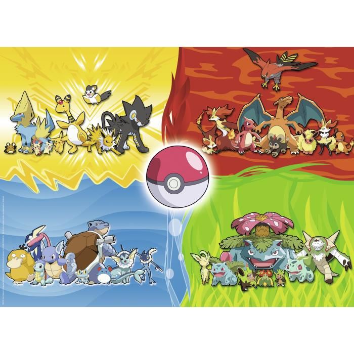 Puzzle Pokemon 150 Pieces Xxl - Differents Types De Pokemon - Ravensburger