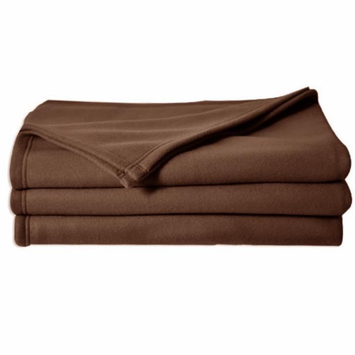 Couverture Polaire Toison Dor Poleco 220 X2 40 Cm Coloris Chocolat
