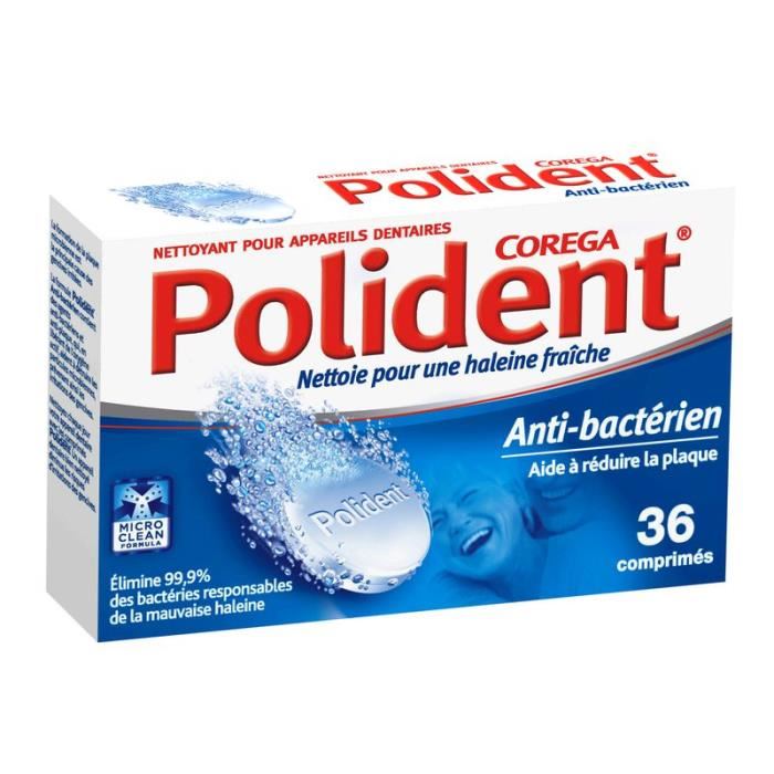 POLIDENT COREGA Nettoyant antibacterien - 36 Comprimes
