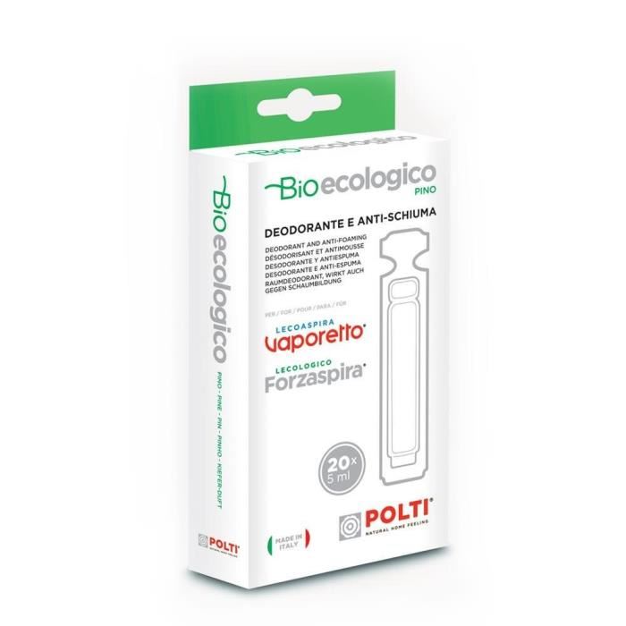 Produit Anti-mousse Et Desodorisant Bioecologico Pin - Polti - Paeu0086 - Compatible Avec Vaporetto Lecoaspira - 20 Dosettes De 5