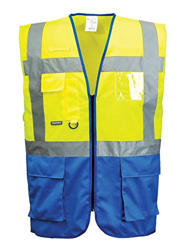 portwest Gilet Warsaw C476 jaune fluorescent royal 100% polyester Taille M