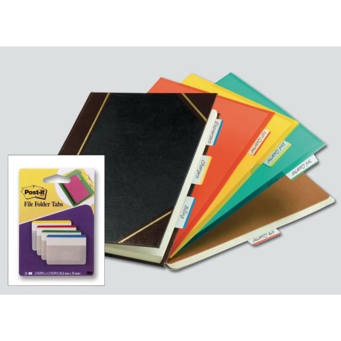 Post-it Lot De 24 Marque-pages - 50,8 X 38 Mm - Couleurs Classiques