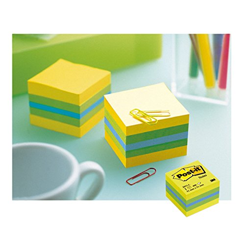 Cube Post-it Mini : Bloc Cube De 400 Feuilles Format 5,2 X 5,2 Cm, Coloris Citron + Bleu Et Vert. Reference Fabricant 2051l Cube Post- It - 400 Feuilles - 51 X 51 Mm - Jaune Citron