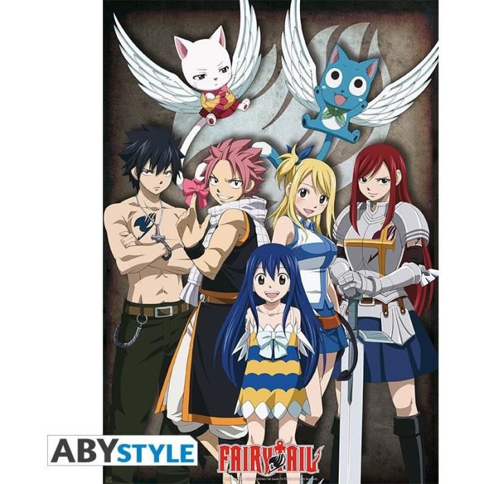 Poster Fairy Tail - Abystyle - Groupe - Multicolore - Noir - 98x68 Cm