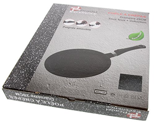 Poele A Crepes Ø 28 Cm Facon Pierre - Pradel Excellence - Gamme Premium - Compatible Tous Feux Dont Induction. Manche Amovible.