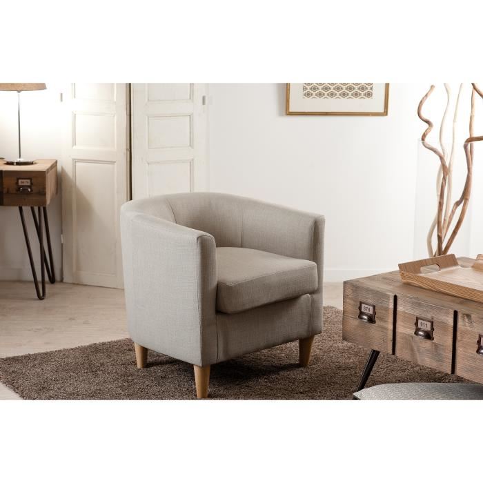 Fauteuil Cabriolet Tissu Couleur Lin Perry