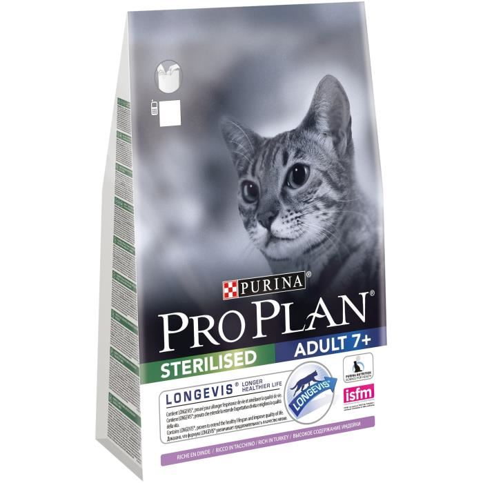 Pro Plan Sterilised Senior 7 Longevis® Dinde 3kg Croquettes Completes Pour Chats Seniors