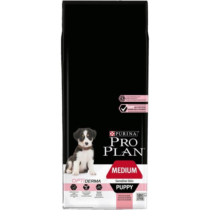 Pro Plan Medium Puppy Sensitive Skin Riche En Saumon - 12 Kg - Croquettes Pour Chiots De Taille Moyenne Ayant Une Peau Sensible