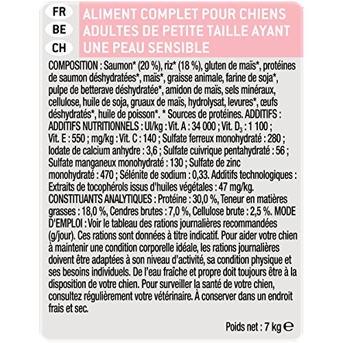 Pro Plan Small & Mini Adult Sensitive Skin Riche En Saumon - 7 Kg - Croquettes Pour Chiens Adultes De Petite Taille