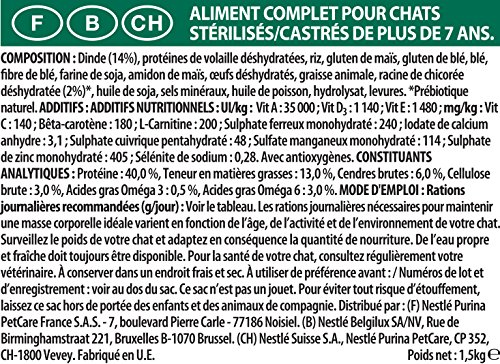 Croquettes Adult 7+ au Poulet pour Chat Adulte Sterilise - Pro Plan - 1,5Kg