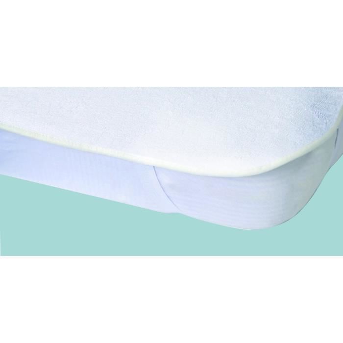 Protege-matelas Alese Impermeable Elasretane Eponge Bouclette 100 % Coton 140 X 190 Cm Blanc