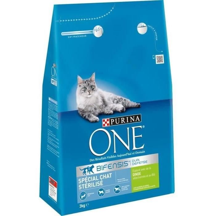 Purina One Croquettes A La Dinde Et Au Ble - Pour Chat Adulte Sterilise - 3 Kg