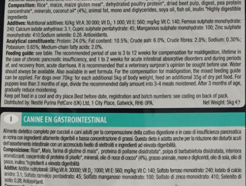 Croquettes Pour Chien Purina Proplan Veterinary Diets En 5kg Gastrointestinal Adulte