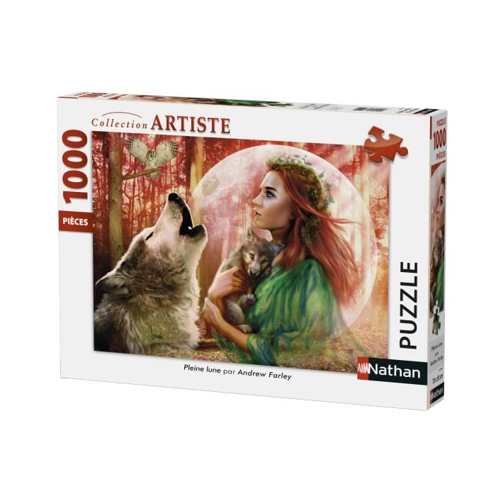 Puzzle 1000 Pieces Nathan Pleine Lune Adulte 1000 Pieces Orange Vert Blanc