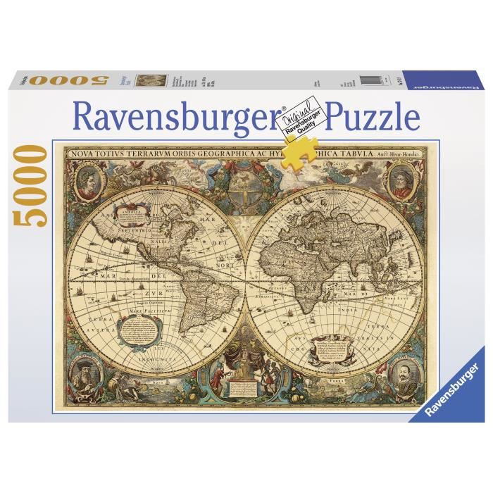 Puzzle 5000 Pieces Ravensburger - Mappemonde Antique - Pour Adultes Des 14 Ans