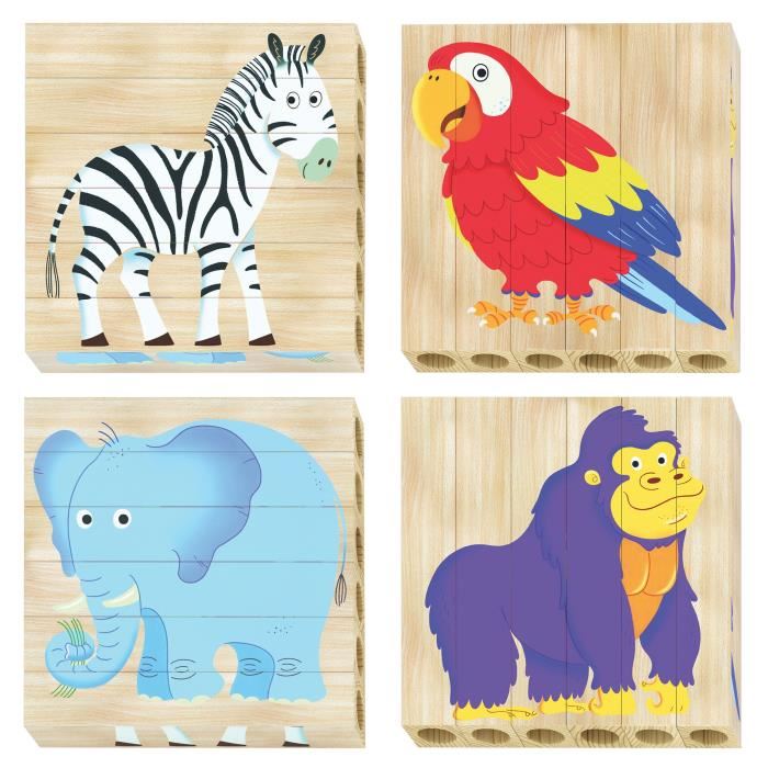 Quercetti 007105 4 Puzzle Jungle Wooden