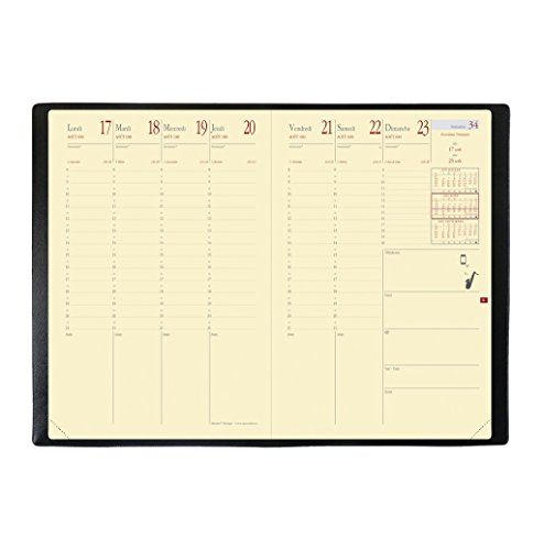 Agenda Semainier - Ministre Prestige - 16x24cm - Noir - Souple - 1 Semaine Sur 2 Pages