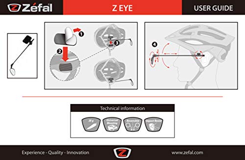 Retroviseur Casque De Velo Z-eye Zefal - Mixte - Miroir Convexe Anti-eblouissement - Fixation Velcro