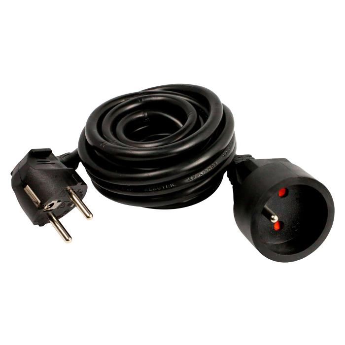 Rallonge Electrique Zenitech 5m - Cable Ho5vvf - 3g1.5 - Noir