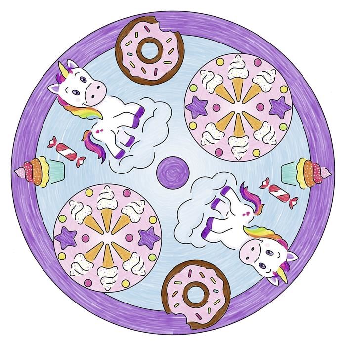 Mandala Format Midi Licorne Ravensburger Loisirs Creatifs Dessins Enfants Au Pochoir Des 6 Ans