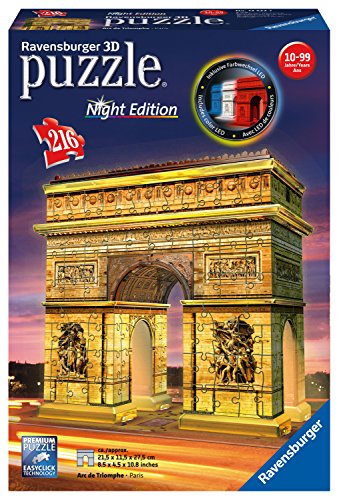 Puzzle 3d Arc De Triomphe Illumine Ravensburger 216 Pieces Sans Colle Avec Leds Couleur Enfant 8 Ans