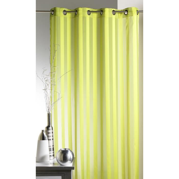 REFLET Voilage Tisse Rayures Vert Anis H 140 x L 250 cm