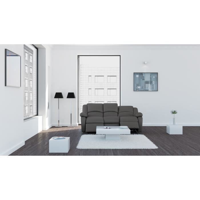 RELAX Canape de relaxation droit 3 places Simili gris Contemporain L 190 x P 93 cm