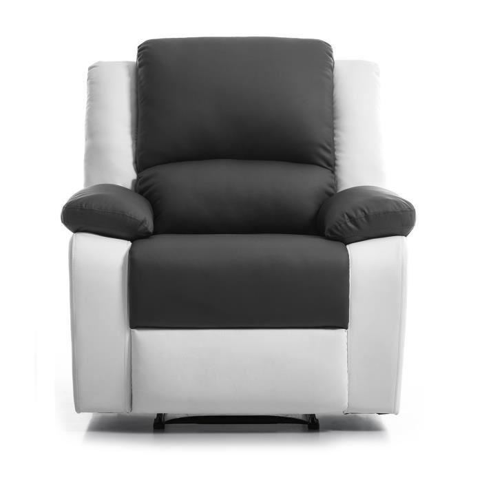 RELAX Fauteuil relaxation Simili blanc et gris Style contemporain L 86 x P 90 cm