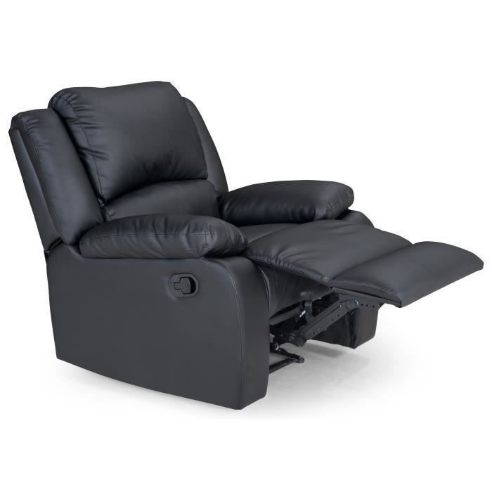Relaxxo Fauteuil Relaxation 1 Place Simili Cuir Leo Noir