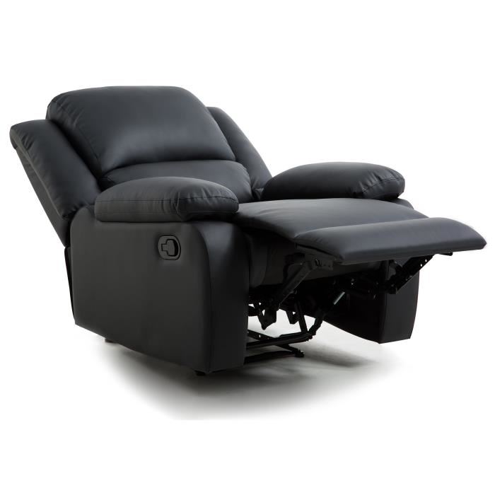Relaxxo Fauteuil Relaxation 1 Place Simili Cuir Leo Noir