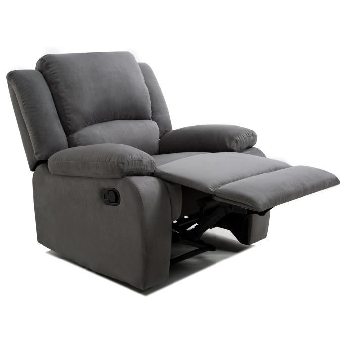 Fauteuil Relaxation 1 Place Microfibre Grise Leo L88 X 93 X 96cm Loungitude