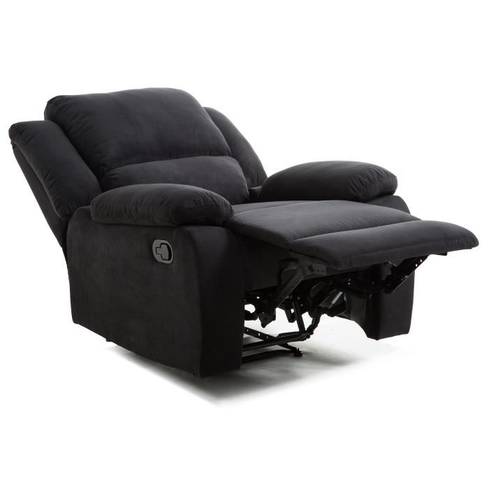 Relaxxo Fauteuil Relaxation 1 Place Microfibre Noire Leo