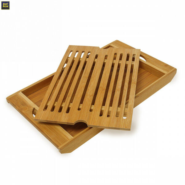 Relaxdays Planche A Pain Avec Compartiment Ramasse Miette En Bambou H X L X P Env 3 X 37 X 215 Cm Nature