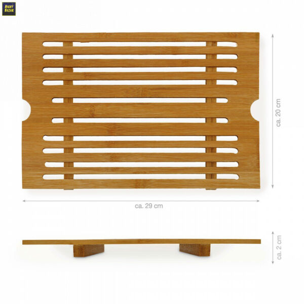 Relaxdays Planche A Pain Avec Compartiment Ramasse Miette En Bambou H X L X P Env 3 X 37 X 215 Cm Nature