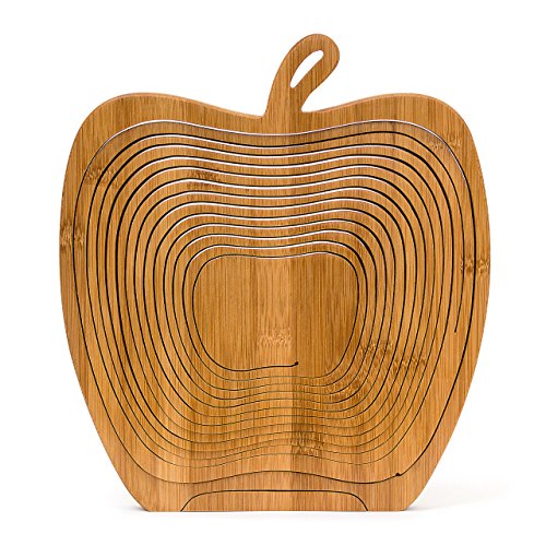 Relaxdays Corbeille A Fruits En Forme De Pomme Bambou Porte-fruits Hxlxp: Env. 30 X 27 X 225 Cm Bois Coloris Bois