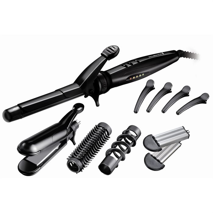 Multistyler 5en1 Remington S8670 Lisse Boucle Ondule Spirale Gaufre 4 Embouts Interchangeables Pinces A Cheveux Mallette