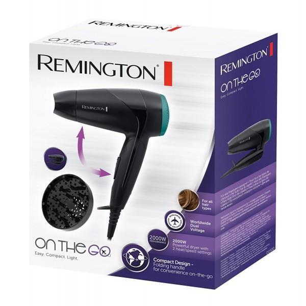 Remington D1500 Seche-cheveux De Voyage Puissant 2000w On The Go Poignee Pliable Ultra Compact