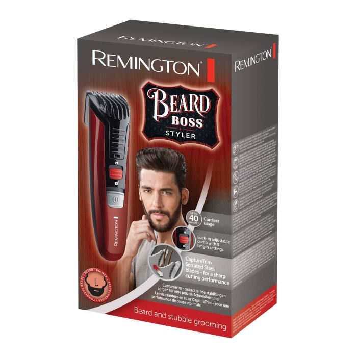 Tondeuse Barbe Beard Boss Remington Mb4125 - 11 Hauteurs De Coupe - Lames Precises - Rouge