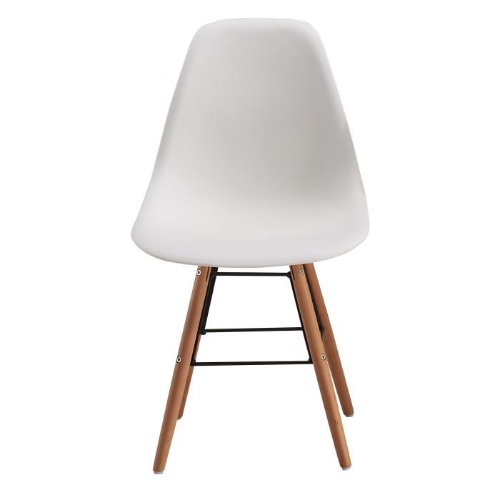 Rena Lot De 2 Chaises Salle A Manger - Blanc + Pieds Bois Hetre Massif - Scandinave - L 52 X P 46,5 Cm