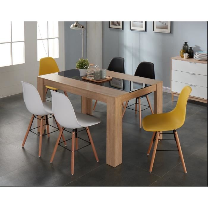 Rena Lot De 2 Chaises Salle A Manger - Blanc + Pieds Bois Hetre Massif - Scandinave - L 52 X P 46,5 Cm