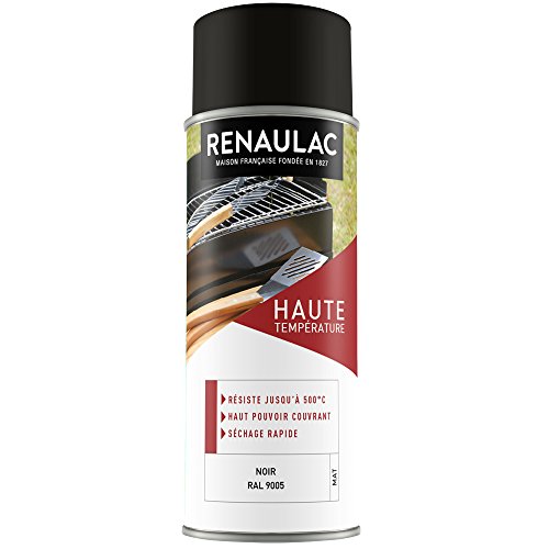 RENAULAC Peinture aerosol haute temperature 0,4 L noir mat
