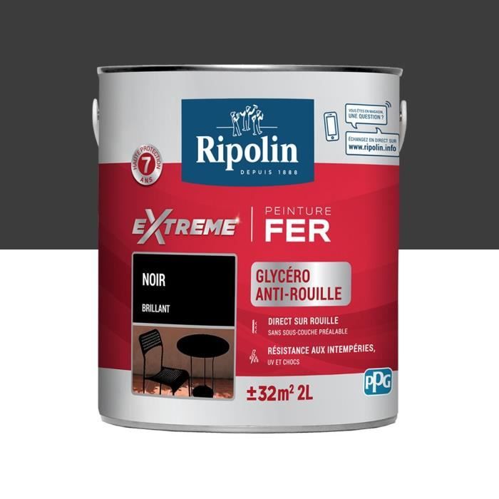Peinture Fer Ripolin 396703 Noir Brillant 2 L
