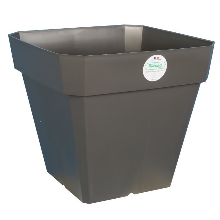 Pot et Soucoupe SOLEILLA Carre 50cm Gris - RIVIERA