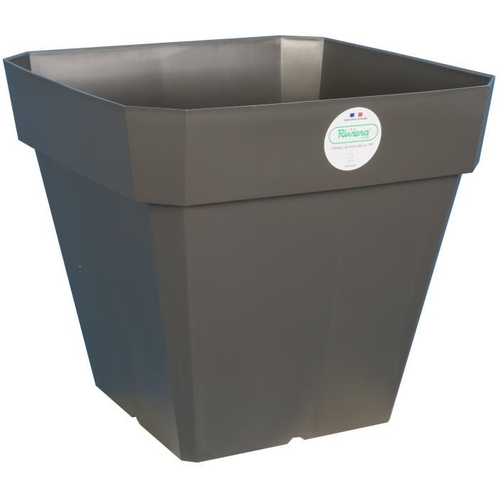 Pot et Soucoupe SOLEILLA Carre 40cm Gris - RIVIERA