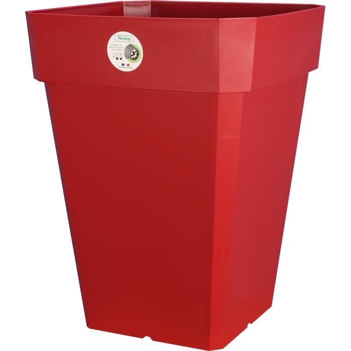 Pot et Soucoupe SOLEILLA Carre 40cm Rouge - RIVIERA