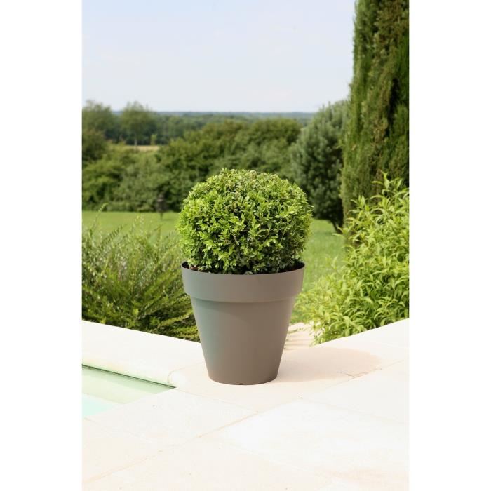 Pot De Fleurs Riviera Soleilla Rond O 392 X 358 Cm Gris Paillete