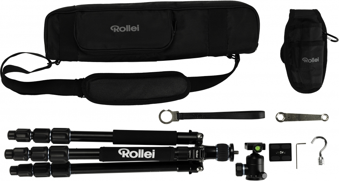 Trepied Rollei C5i Avec Boule, Pieds A Angles Reglables Et Crochet Pour Accessoires - Noir